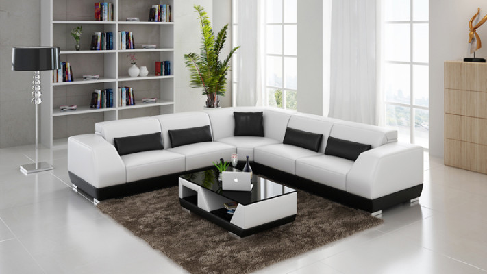 Kůží Sofa s USB žijící krajiny Rohová sedací souprava Design Moderní Pohovka G8024B