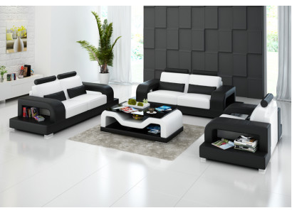 Pohovka sedací souprava z kůže 3+2+1 místná + USB nábytek Design Moderní Pohovka
