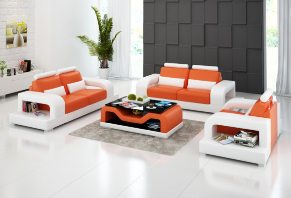 Pohovka sedací souprava z kůže 3+2+1 místná + USB nábytek Design Moderní Pohovka
