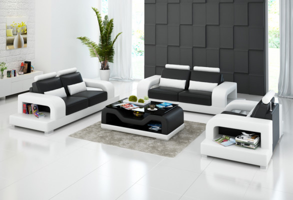 Pohovka sedací souprava z kůže 3+2+1 místná + USB nábytek Design Moderní Pohovka
