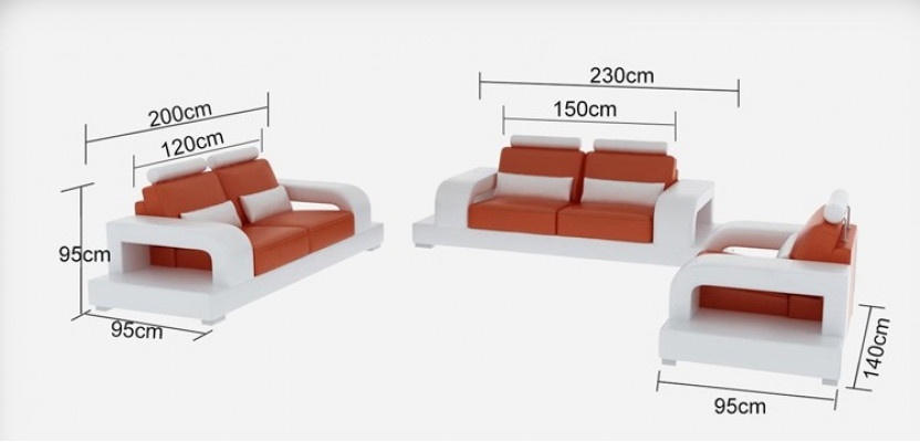 Pohovka sedací souprava z kůže 3+2+1 místná + USB nábytek Design Moderní Pohovka