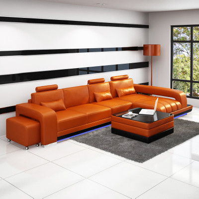 Kůžená pohovka, gauč, obývací landšaft, rohová sedací souprava, moderní designová sofa F3017C.