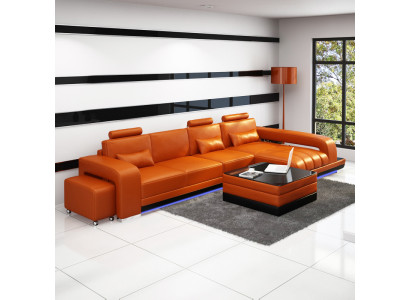 Kůžená pohovka, gauč, obývací landšaft, rohová sedací souprava, moderní designová sofa F3017C.