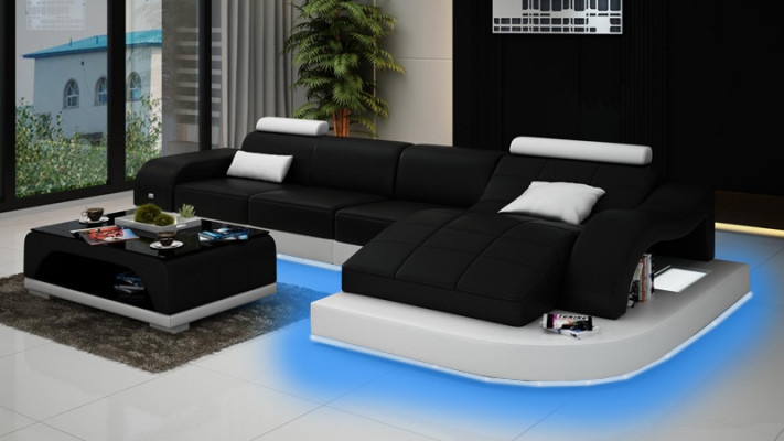 Wohnlandschaft rohová pohovka s USB kůžová sedačka Design sofa sedadlo polštář nová 3375