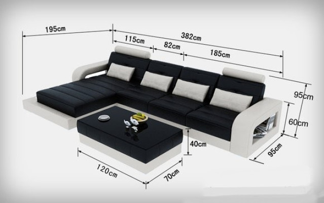 Kožená sedací souprava s USB pohovka rohová s moderním designem L-6008