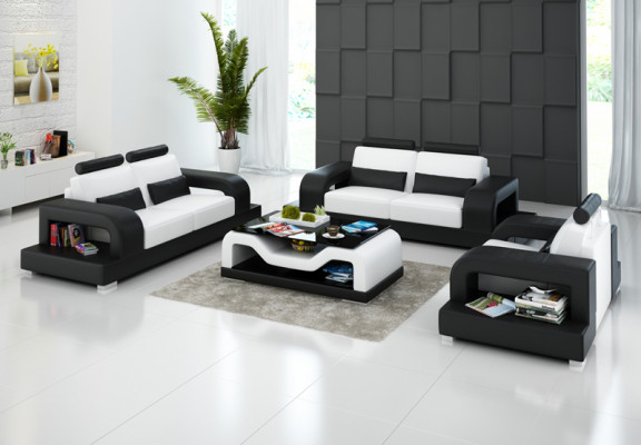 Pohovka z usně sedací souprava 3+2+1 kusy Moderní design pohovka