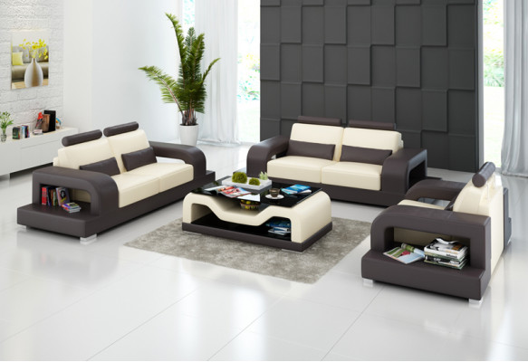 Pohovka z usně sedací souprava 3+2+1 kusy Moderní design pohovka
