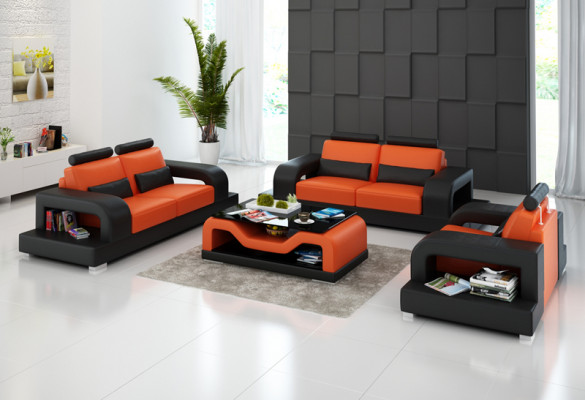 Pohovka z usně sedací souprava 3+2+1 kusy Moderní design pohovka
