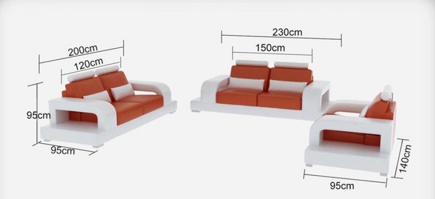 Pohovka z usně sedací souprava 3+2+1 kusy Moderní design pohovka