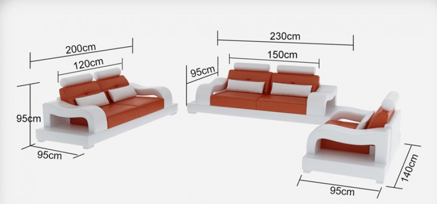 Kožená pohovka Sedací souprava Křeslo Obývací set 3+2+1 + moderní design G8005D.