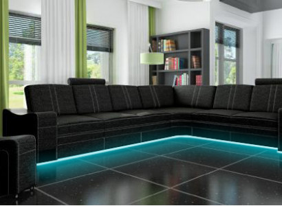 Textilní rohová sedací souprava na míru se USB rozhraním