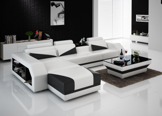 Leder Eck Sofa mit USB,Garnitur Ecke Sofas Couchen Polster Wohnlandschaft Luxus