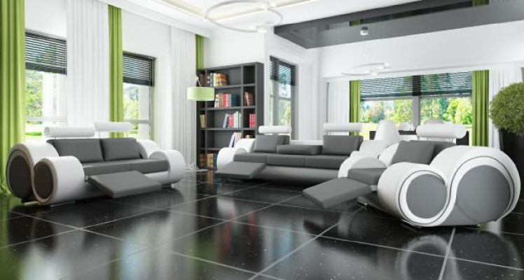 Sofa Polstrování 3+2 sedadla s USB, kožená sedací souprava na míru nová