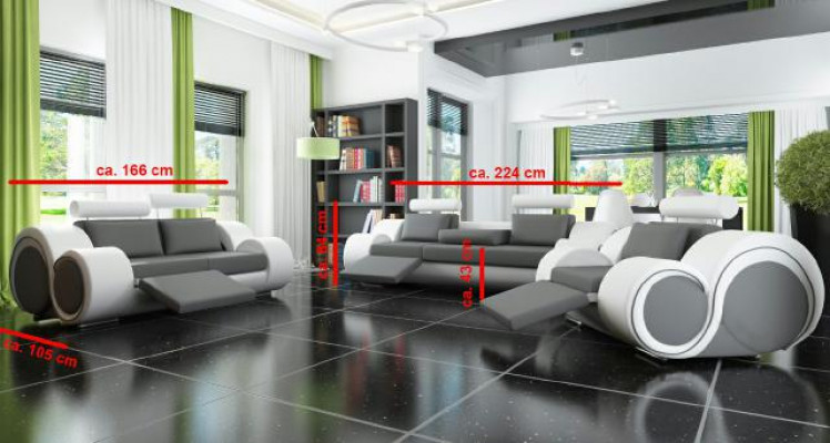 Sofa Polstrování 3+2 sedadla s USB, kožená sedací souprava na míru nová