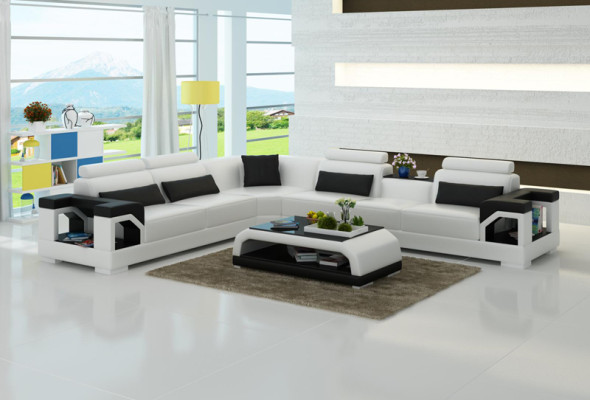 Sofa Kožená pohovka Pohovka Obývací souprava Rohový gauč Moderní design Garnitura