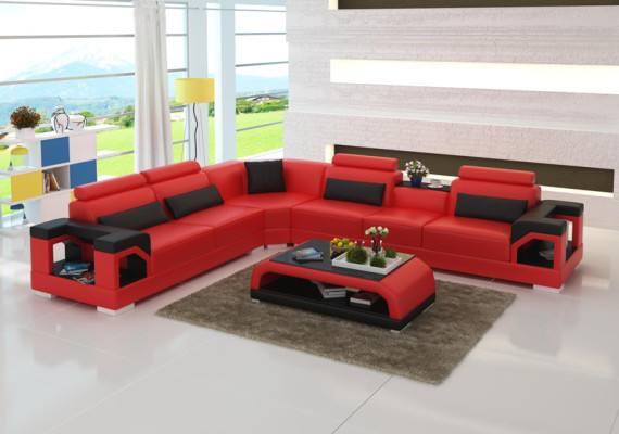 Sofa Kožená pohovka Pohovka Obývací souprava Rohový gauč Moderní design Garnitura