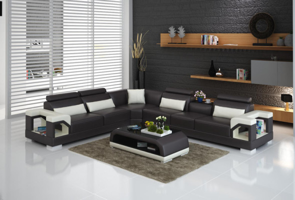 Sofa Kožená pohovka Pohovka Obývací souprava Rohový gauč Moderní design Garnitura