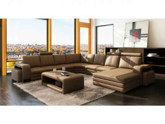 XXL KŮŽI POMĚREM KŮŽÍ ROH SOFA NOVÝ GARNITUR SOFA