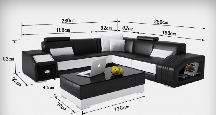 Kůžená sedací souprava s USB obývacím koutem rohová sedací souprava Design Modern Sofa L6003B.