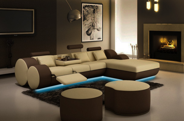 Vlastní kožená sedací souprava LEDERSOFA GARNITUR ECKCOUCH LEDER ECKSOFA WOHNLANDSCHAFT USB