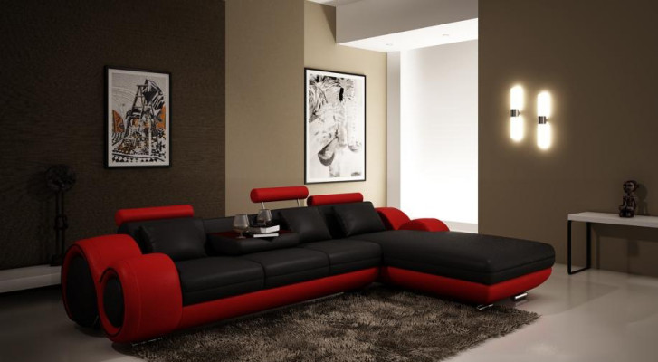 Patentiertes Design Ecksofa BERLINb Sofa + USB Polster Leder Ecke Wohnlandschaft