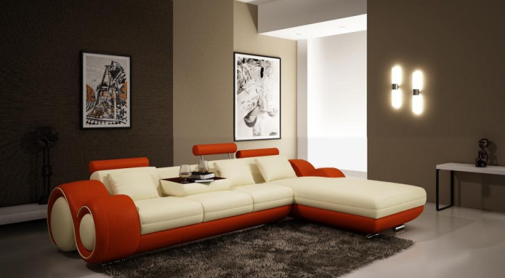 Patentiertes Design Ecksofa Sofa + USB,Polster Leder Ecke BERLINo Wohnlandschaft