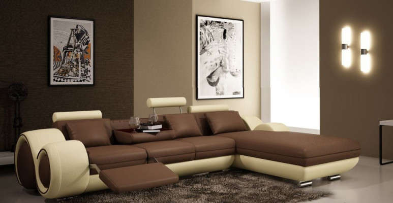 Patentovaný design rohová sedací souprava Sofa + USB, čalounění kůže roh BERLÍN obývací stěna