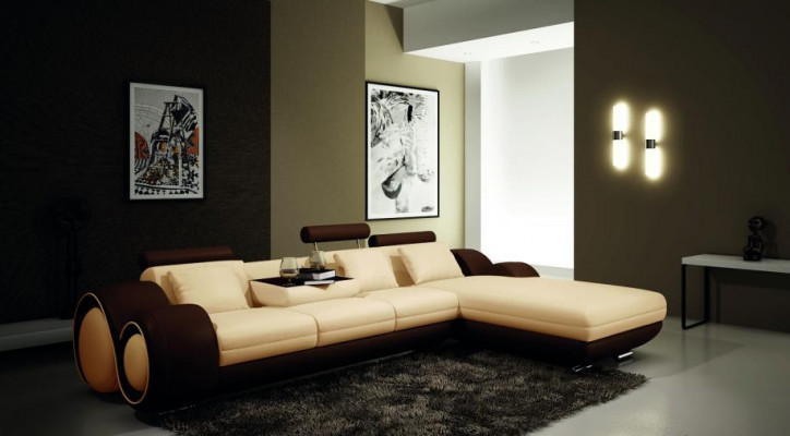 Design patentované rohové pohovky + USB, potah kůže rohová sedací souprava BERLIN