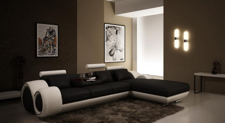 Design patentované rohové pohovky + USB, potah kůže rohová sedací souprava BERLIN