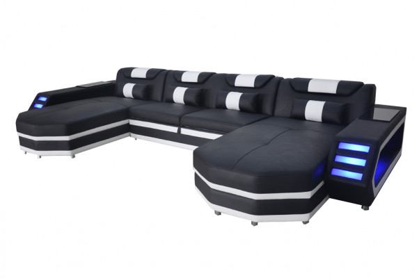 Design kůže Polštář Kout se zásuvkou USB, kůže Polštář, krajinářský pokoj, obývací sofa.
