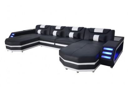 Design kůže Polštář Kout se zásuvkou USB, kůže Polštář, krajinářský pokoj, obývací sofa.