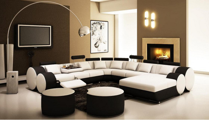 Designerová kožená pohovka + USB Big Wohnlandschaft sofa Couch polstrovaný set rohová sedačka