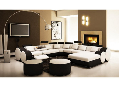 Designerová kožená pohovka + USB Big Wohnlandschaft sofa Couch polstrovaný set rohová sedačka