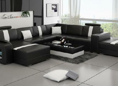 Ecksofa Potah + USB Designová Pohovka Pohovka Moderní Pohovky U Formy Kůže Rohová souprava