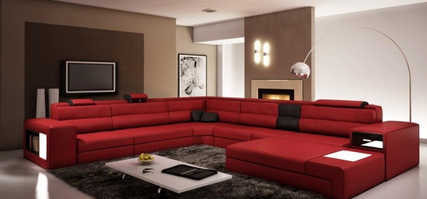 Design rohová pohovka gauč sofa čalouněný roh sedadlo garnitur Wohnlandschaft kůže USB+LED