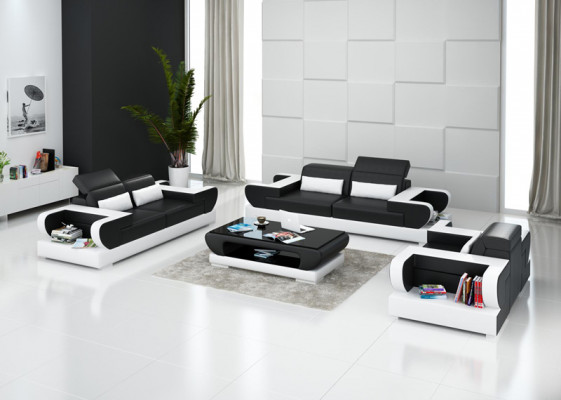 Ledrová pohovka Couch Wohnlandschaft 3+2+1 Sitzer Garnitur Design Modern Sofa G8002D