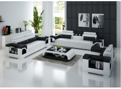 Kůžená pohovka Sedací souprava 3+2+1 Místná moderní výbava Designová pohovka