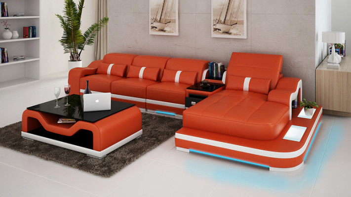 Pohovka z kůže Rozkládací pohovka Obývací sestava Rozkládací rohová pohovka Koutová sedací souprava Design Moderní G8027C