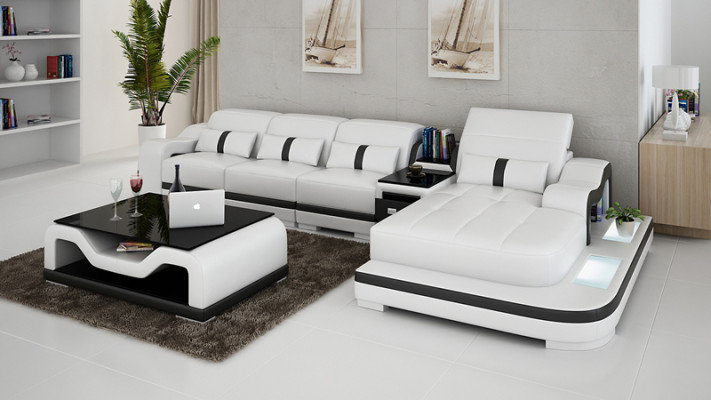 Pohovka z kůže Rozkládací pohovka Obývací sestava Rozkládací rohová pohovka Koutová sedací souprava Design Moderní G8027C