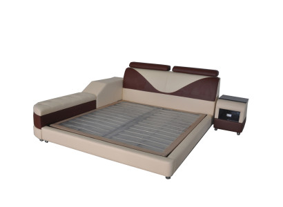 Luxus Leder Design Polster Betten mit USB Modernes Beleuchtet Ehebett designer