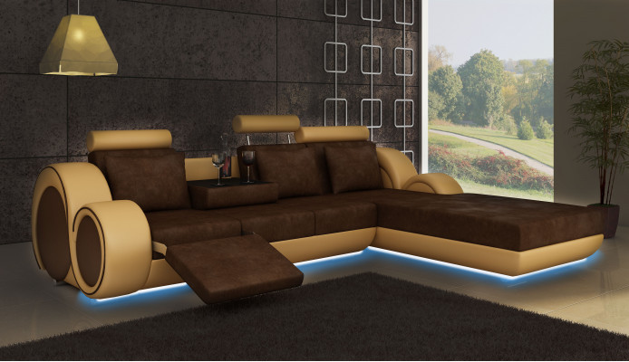 TEXTILNÍ SOFÁ GARNITURA ROHU S USB na míru OBÝVACÍ LANDŠAFT SOFÁ GARNITURA