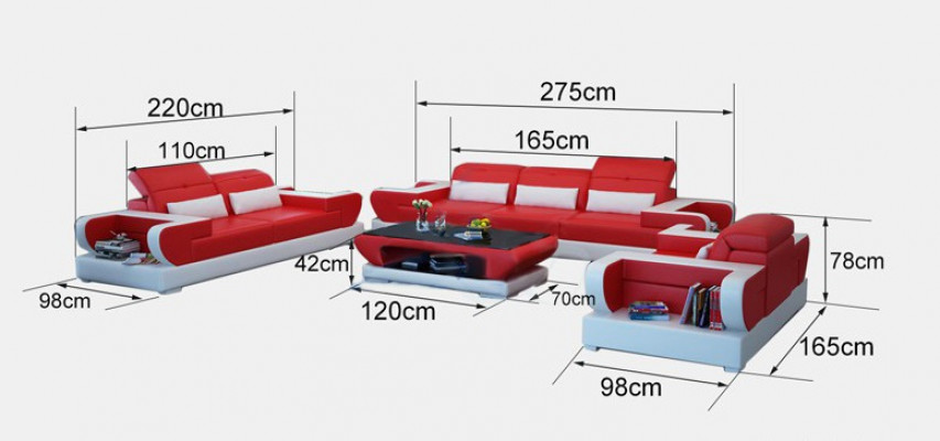 Sofa setačka doplněk kůže sedadla souprava 3+2+1 set moderní pohovka Detmold