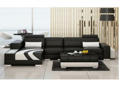 Sofa Couch Wohnlandschaft XXL Couch Ledersofa s otomanem Souprava V015
