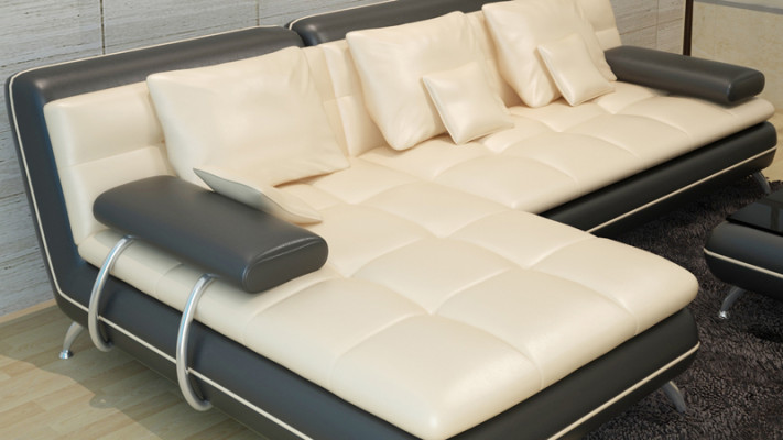 Ledersofa mit USB Wohnlandschaft Ecksofa Eck Garnitur Design Modern Sofa F3015