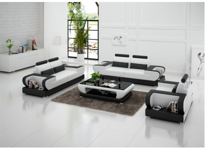 Pohovka z kožená Couch Wohnlandschaft 3+2+1 set design Moderní pohovka s USB