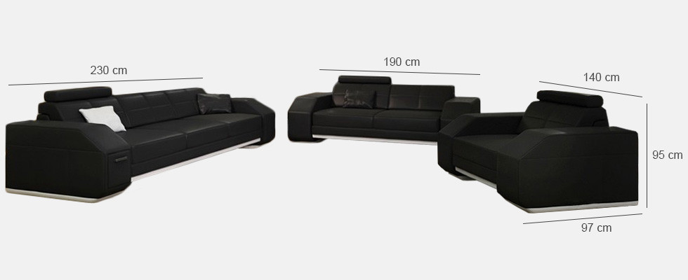 Kůží s USB sedací souprava 3+2+1 kožená pohovka čalounění Designer Garnitur