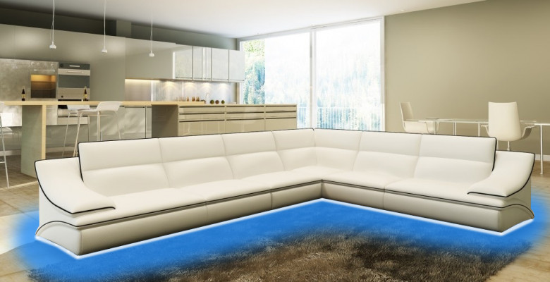 Ecksofa s USB, pohovka, obývací souprava rohová souprava kůže textilní Salut