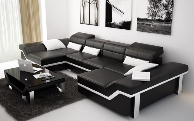 Kůžená pohovka, sofa, gauč, obývací souprava, rohová sedací souprava, designová moderní pohovka K5007C.