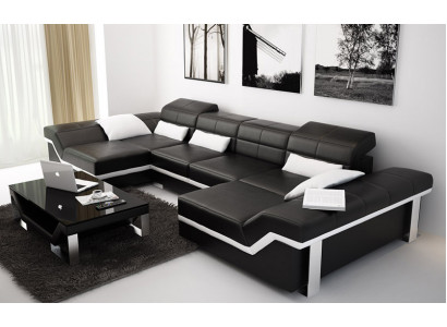 Kůžená pohovka, sofa, gauč, obývací souprava, rohová sedací souprava, designová moderní pohovka K5007C.
