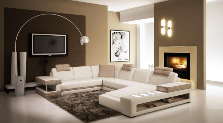 Ledersofa Ecksofa Wohnlandschaft Designer Couch Licht Sofa Polster Hallstadt -S